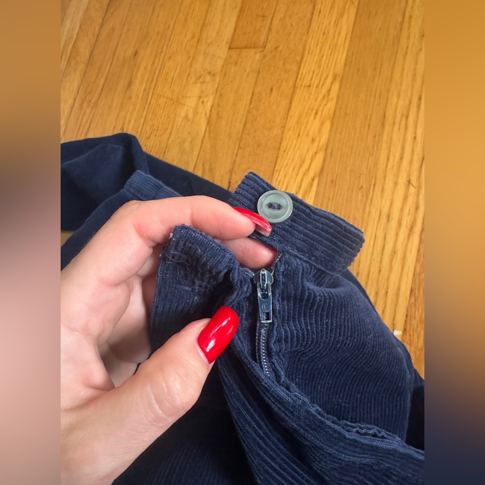 60s Vintage Side Zip Navy Corduroy Pants - Picture 4 of 8